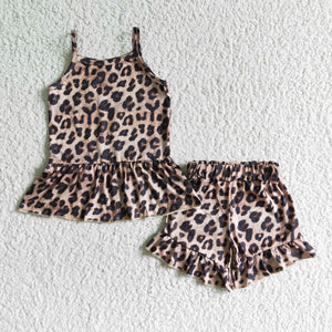 Promotional Leopard Print Girls Shorts Sets