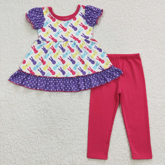 Bunny Hot Pink Legging Girls Easter Outfits