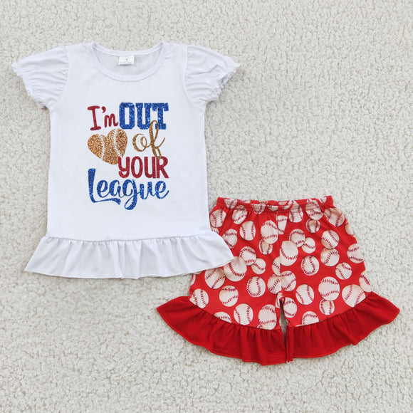 Out of your league Baseball Girls Shorts Sets