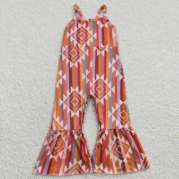 Aztec Print Orange Girls Jumpsuit