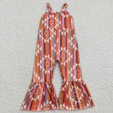 Aztec Print Orange Girls Jumpsuit