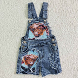 Kids Cow Jeans Suspender Shorts