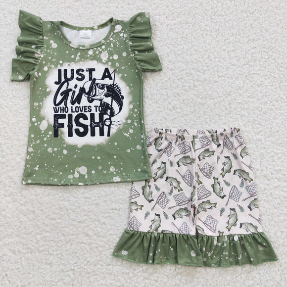 Just a girl who loves to fish Girls Shorts Sets