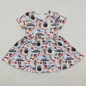 Cartoon White Girls Short Sleeve Dress