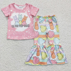 oh for peep sake Bunny Pink Girls Easter Outfits