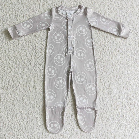Promotional Smile Gray Buttons Girls Fall Romper