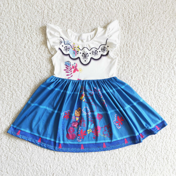 Promotional Cartoon Magic Girls Flutter Sleeve Dress