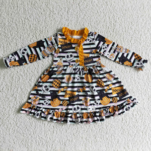 Promotional Candy Pumpkin Orange Black Stripes Nightgown Girls Halloween Dress