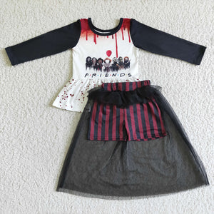 Friends Black Gauze Stripe Girls Halloween Outfits