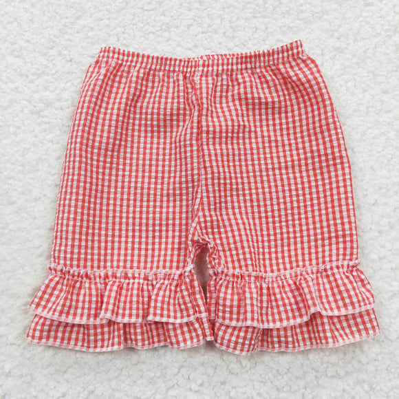 Red Plaid Girls Shorts