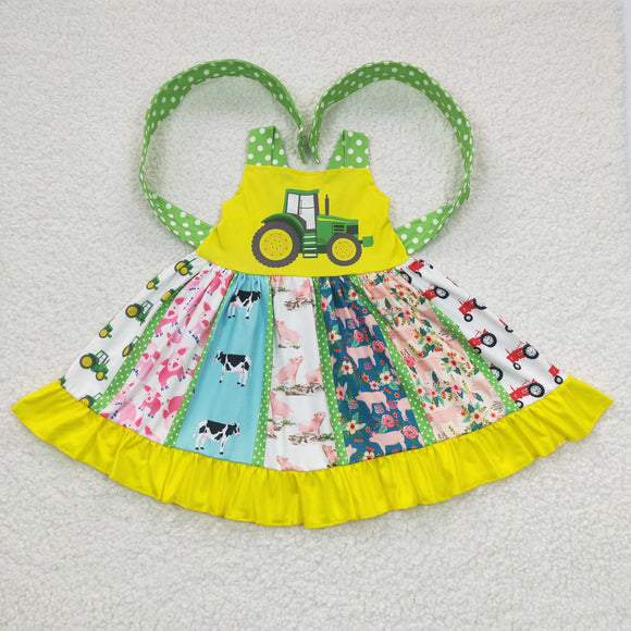 Promotional Farm Tractor Yellow Girls Patchwork Dress