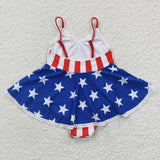 Stars Red White Stripe Lace Girls 4th of July Swimsuits