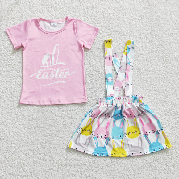 Happy Bunny Pink Skirt Girls Easter Outfits