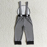 Stripe Black White Cartoon Boys Halloween Jumpsuit