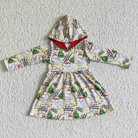 Hippo Red Hoodie Girls Christmas Dress