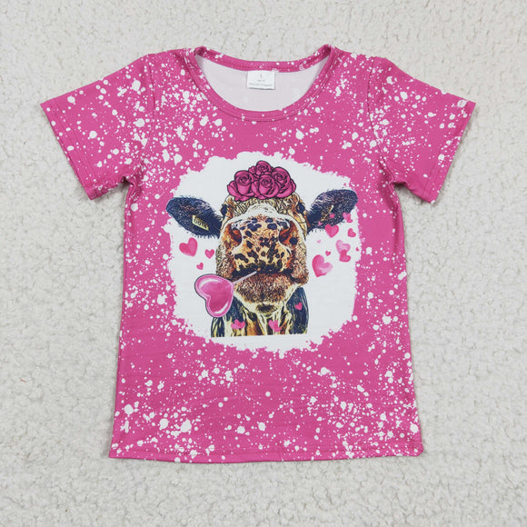 Love Cow Hot Pink Girls Valentine Top