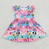 Promotional Cartoon Castle Girls Flutter Sleeve Dress