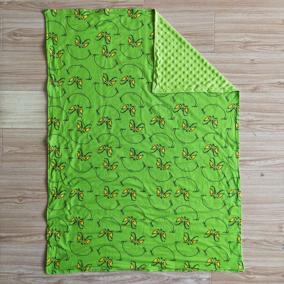 Cartoon Smile Green Christmas Blankets