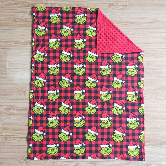 Cartoon Red Plaid Christmas Blankets