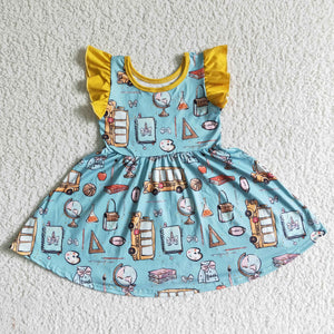 Unicorn Rulers Bus Girls Back to School Dress