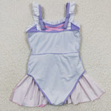 Cartoon Princess Purple Pink Girls Swimsuits