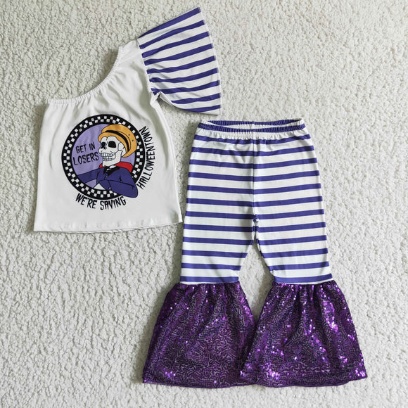 Get in losers Stripe Purple Sequins Girls Halloween Outfits