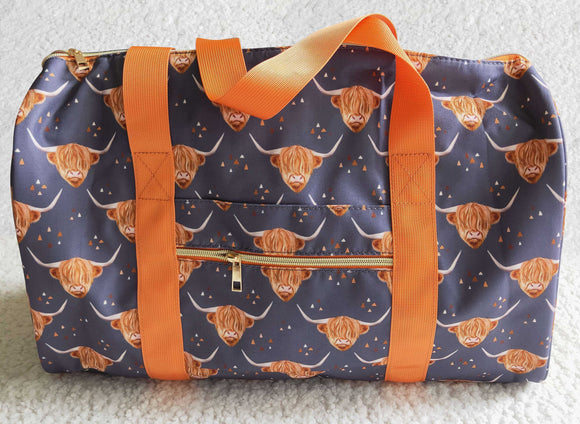 Highland Cow Dark Navy Gym Bag