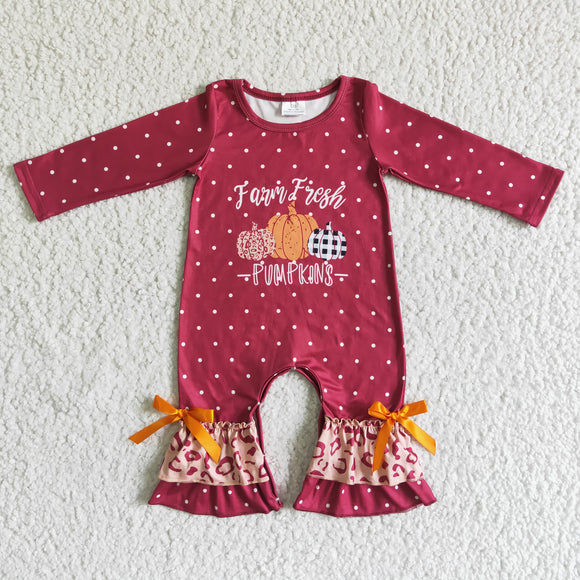 Promotional Farm Fresh Pumpkins Red Girls Fall Romper