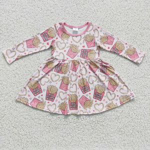 Fries Before Guys Letters Pink Girls Valentine Dress