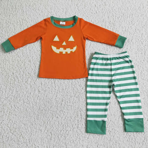 Pumpkin Orange Boys Halloween Pajamas