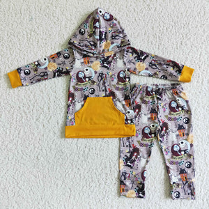 Promotional Cartoon Purple Hoodie Sets Boys Halloween Outfits