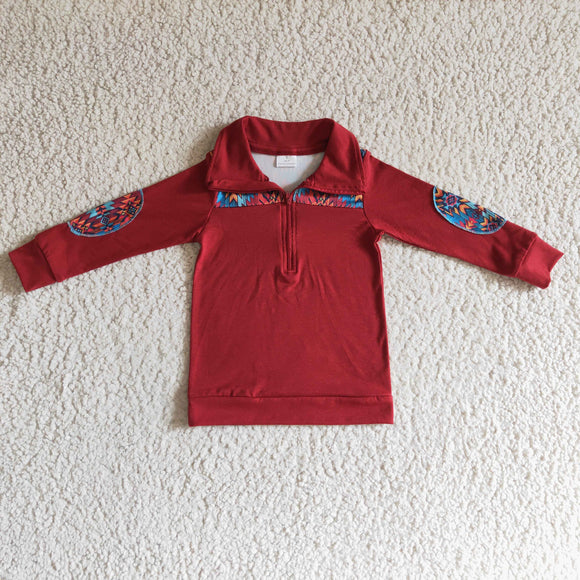Aztec Red Polo Boys Long Sleeve Top
