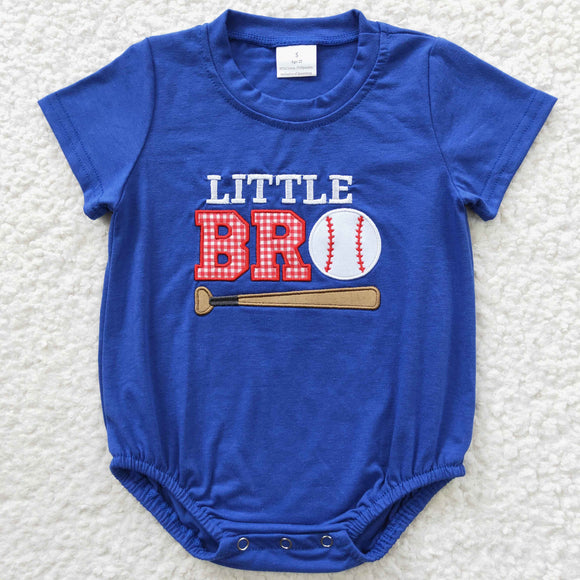 Little Bro Baseball Blue Boys Summer Romper