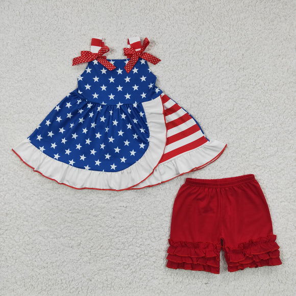 Promotional Stars Bow Red Girls 4th of July Outfits