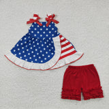 Promotional Stars Bow Red Girls 4th of July Outfits