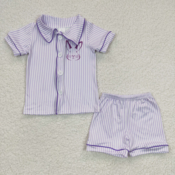 Bunny Purple Stripe Boys Easter Pajamas