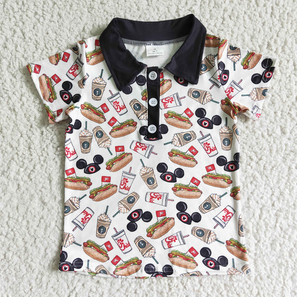 Cartoon Food Polo Boys Short Sleeve Top