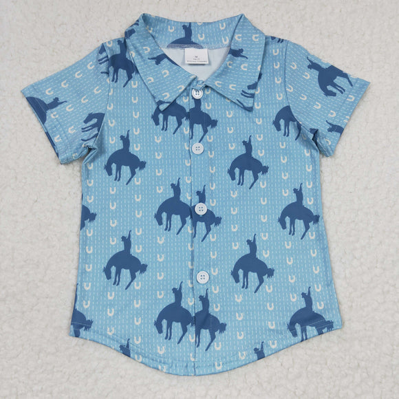 Rodeo Cowboy Blue Boys Short Sleeve Top