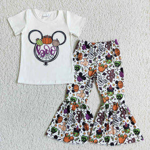 Cartoon Boo White Girls Halloween Outfits