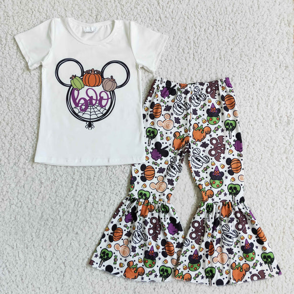 Cartoon Boo White Girls Halloween Outfits