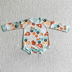 Gobble Turkey Print Thanksgiving Romper
