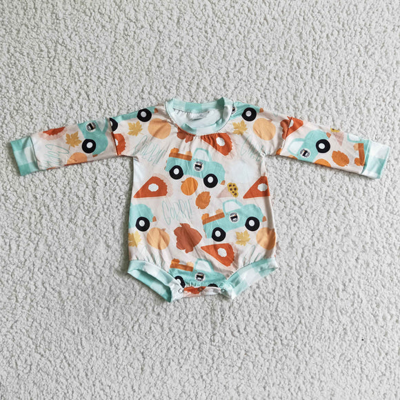 Gobble Turkey Print Thanksgiving Romper