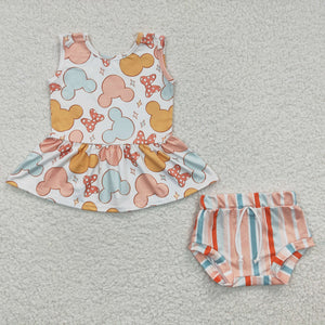 Cartoon Pink Stripe Bummies Sets