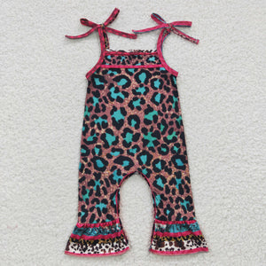 Leopard Print Hot Pink Girls Summer Romper