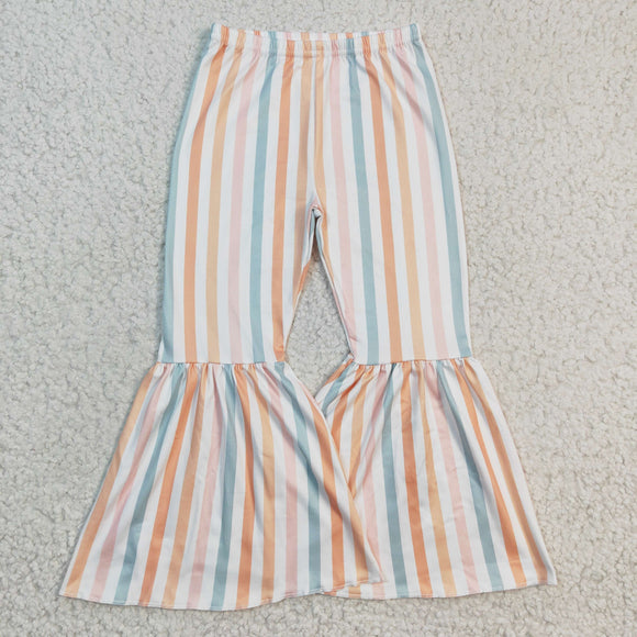 Striped White Girls Milk Silk Bell Bottoms Pants