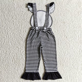 Stripe Black White Cartoon Girls Halloween Jumpsuit