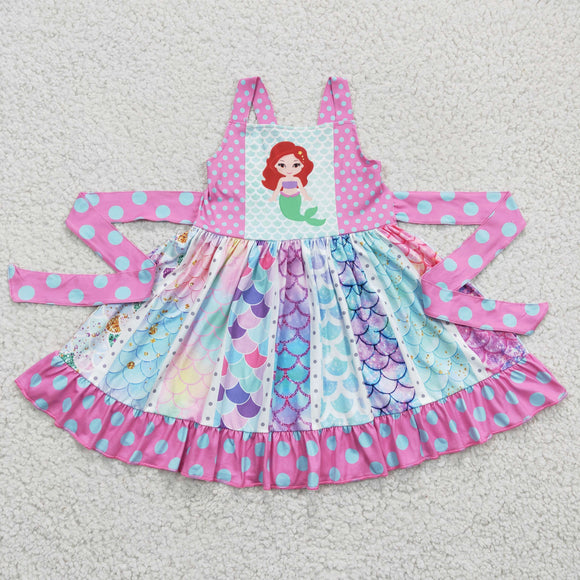 Promotional Cartoon Mermaid Girls Patchwork Dress