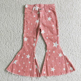 Stars Pink Flared Girls Jeans Pants