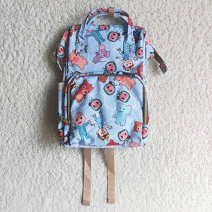Cartoon Printed Sky Blue Diaper Bag