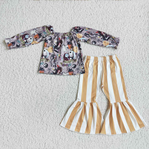 Promotional Cartoon Yellow Stripes Girls Halloween Outfits